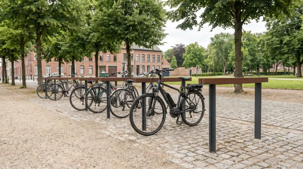 Fietsenstalling met fietsen