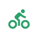 Groen pictogram van een fietser op een fiets
