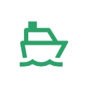 Grünes Boot auf den Wellen
